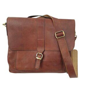 Anonimo Fiorentino Italian Messenger Bag Brown Leather 14"x13" Adjustable Strap
